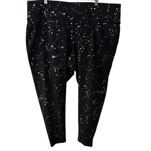 NWT Lane‎ Bryant Livi Women's Black with Silver Splatter 7/8 Leggings in Size 26